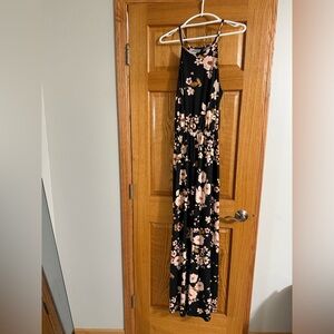 Zoe Knit Black Floral Maxi Dress